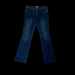 Sigrid Olsen Sz:8/31”L Dark Wash W/Pink Crystals Blue Jeans